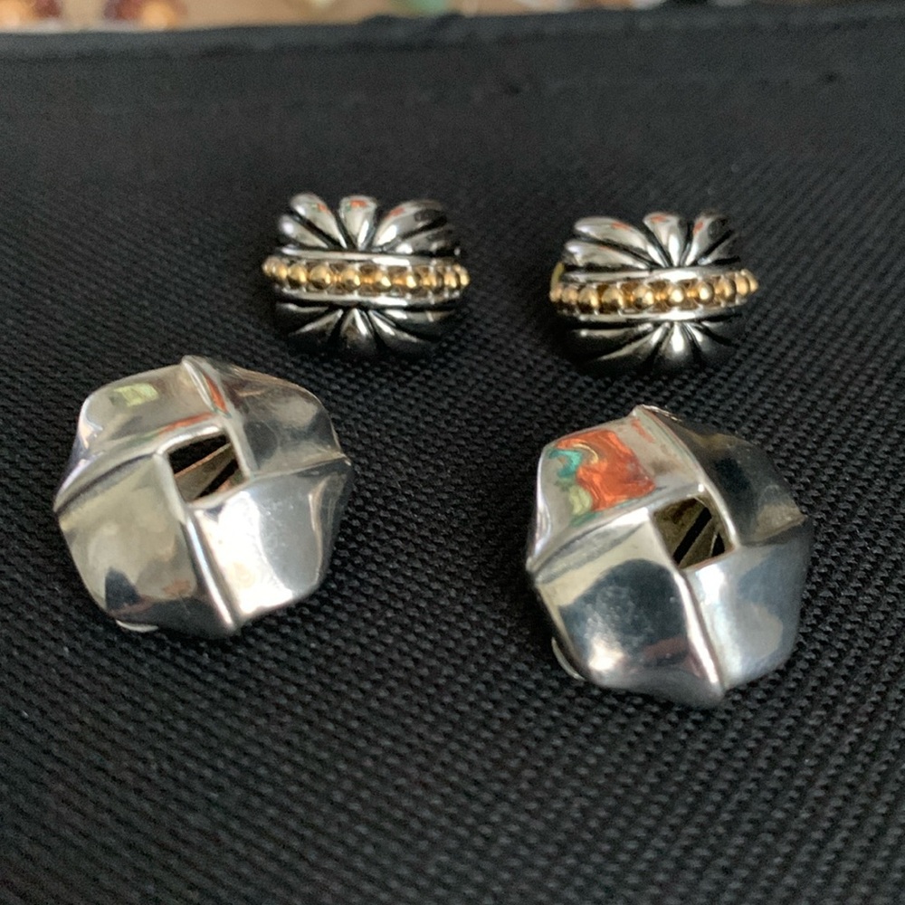 Silver tone and two tone clip on earrings lot